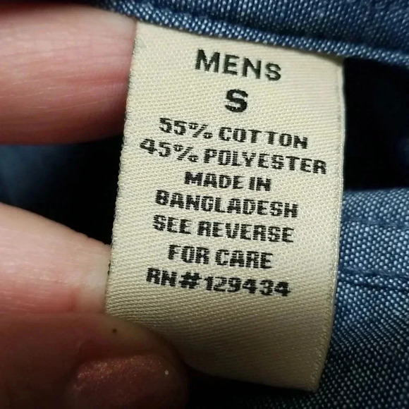 {Backpacker} Wrinkle Free Chambray Shirt in Navy (Size S) - Picture 11 of 11